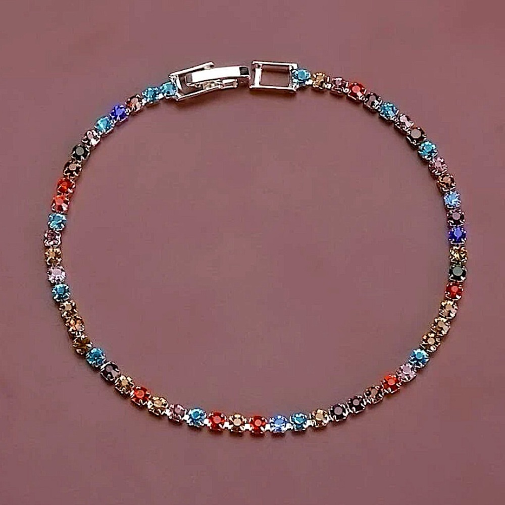 SILVER MULTICOLOR RHINESTONE BRACELET